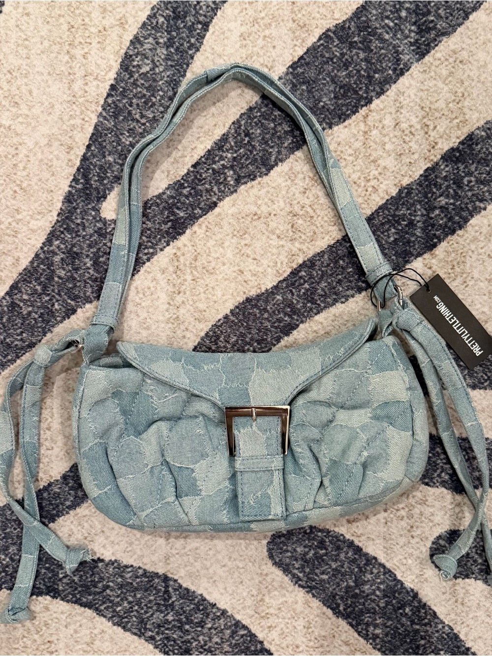NWT PrettyLittleThing denim patchwork shoulder bag